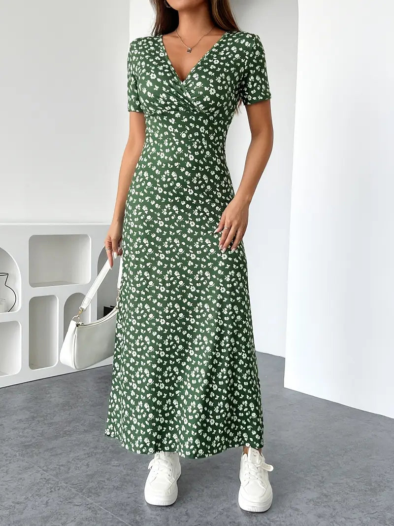 Floral V-Neck Knit Dress