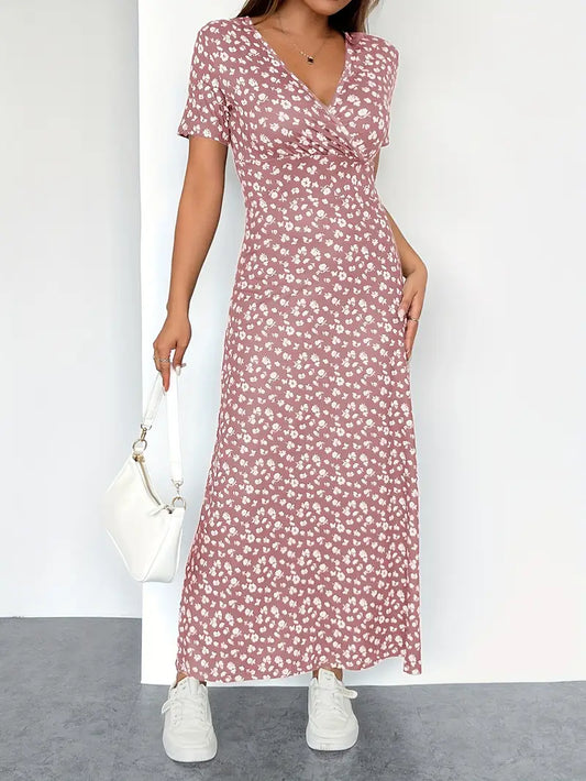 Floral V-Neck Knit Dress