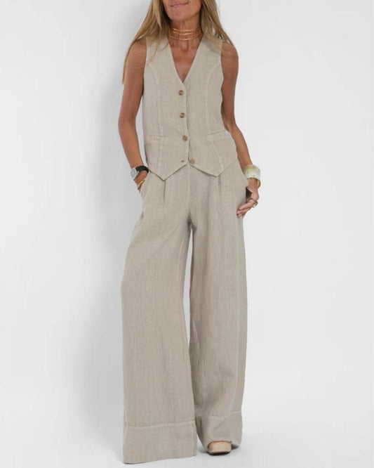 Aria| Chic Vest Wide Pant Set