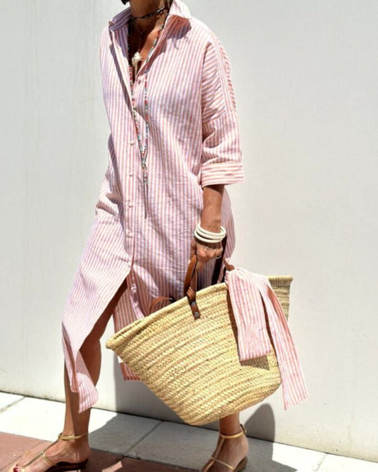 Camille | Striped Lace Shirt Dress