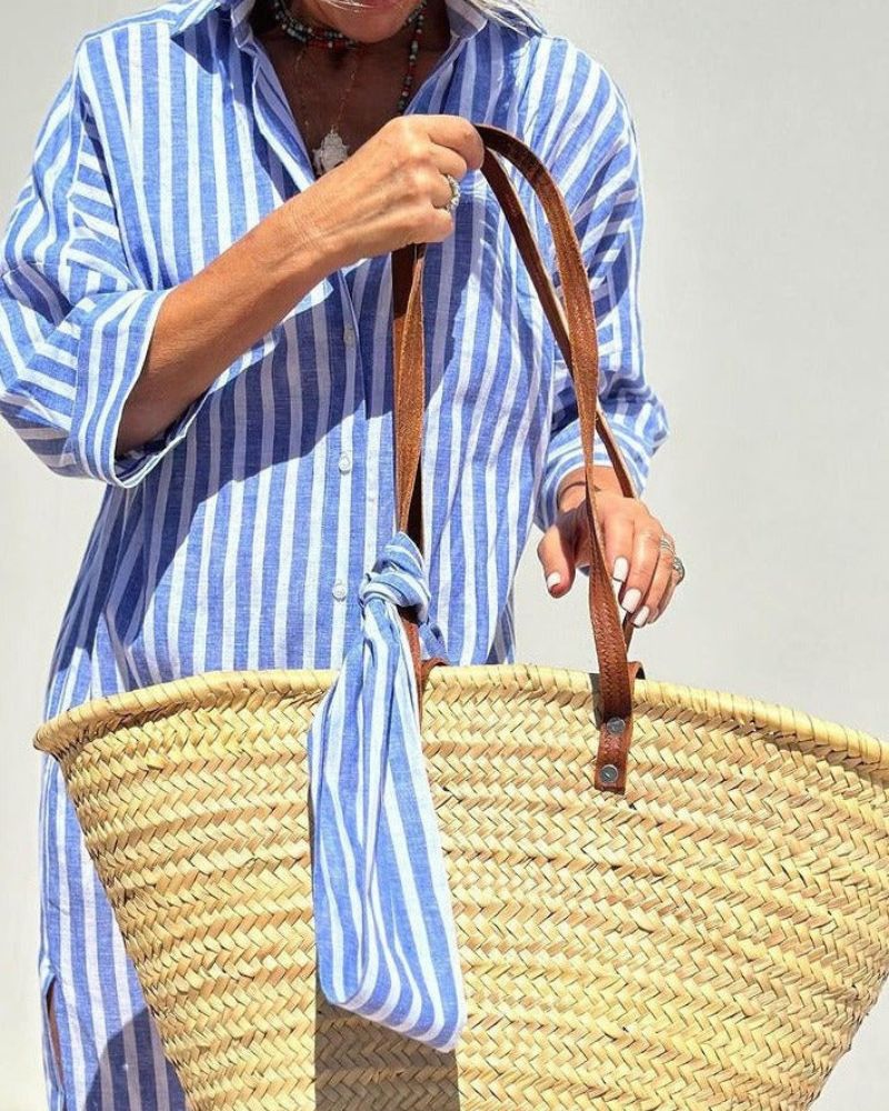 Camille | Striped Lace Shirt Dress