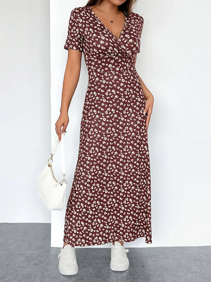 Floral V-Neck Knit Dress