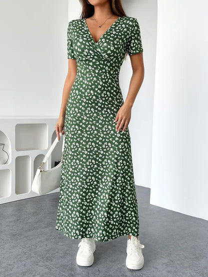 Floral V-Neck Knit Dress