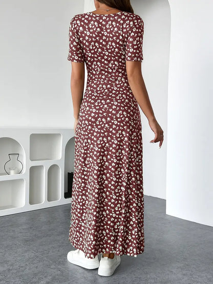 Floral V-Neck Knit Dress