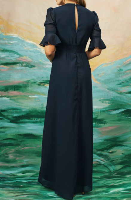 Navy Bloom Embroidered Dress