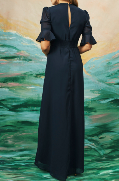 Navy Bloom Embroidered Dress