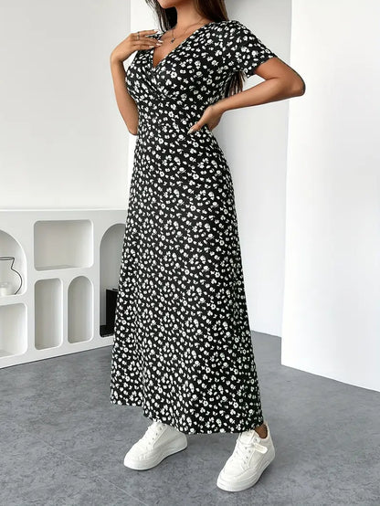 Floral V-Neck Knit Dress